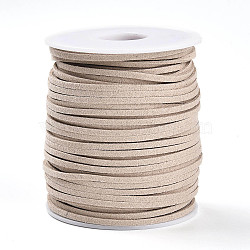 45M Faux Suede Cord, Faux Suede Lace, Old Lace, 2~2.5x1.5~2mm, about 50 Yards(45m)/Roll(LW-M003-09)