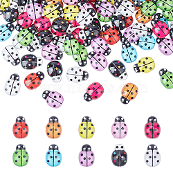 Transparent Flat Back Resin Cabochons, Ladybug, Mixed Color, 12.5x8.5x3.5mm, 10 colors, 20pcs/color, 200pcs/box(CRES-GA0001-01)