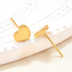 304 Stainless Steel Stud Earrings, Heart, Golden, 6x6x1mm, Pin: 0.6mm(X-EJEW-P262-01G)