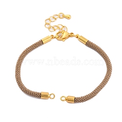 Nylon Cords Bracelet Makings Fit for Connector Charms, with Brass Findings and 304 Stainless Steel Lobster Claw Clasps, Long-Lasting Plated, Goldenrod, 6-1/2~6-3/4 inch(16.5~17cm), Hole: 1.8mm(AJEW-P116-02G-30)