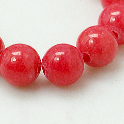 Natural Mashan Jade Round Beads Strands, Dyed, Crimson, 10mm, Hole: 1mm, about 41pcs/strand, 15.7 inch(X-G-D263-10mm-XS16)