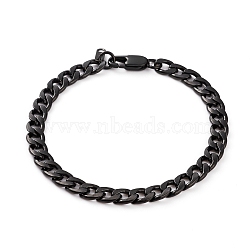 Men's 304 Stainless Steel Cuban Link Chain Bracelets, with Lobster Claw Clasps, Electrophoresis Black, 8-1/2 inch(21.6cm)(X-BJEW-JB05917-02)