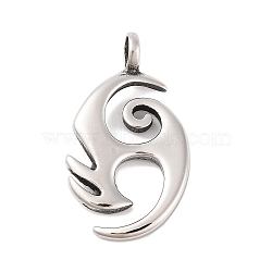 Tarnish Resistant 304 Stainless Steel Pendants, Vortex, Stainless Steel Color, 43x25x3mm, Hole: 6mm(STAS-C015-97)