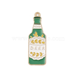 Alloy Enamel Pendants, Golden, Bottle, 37x12x1mm, Hole: 1.6mm(FIND-Z064-02C)