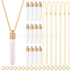 DIY Perfume Bottle Necklace Making Kit, Including Glass Bottle Pendant, Brass Jump Ring & Chain Necklace, Golden, 64Pcs/box(DIY-SC0020-70)