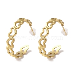 PVD Vacuum Plating 201 Stainless Steel Studs Earring, with 304 Stainless Steel Pin, Heart, Real 18K Gold Plated, 23.5x5mm(EJEW-B059-23G)