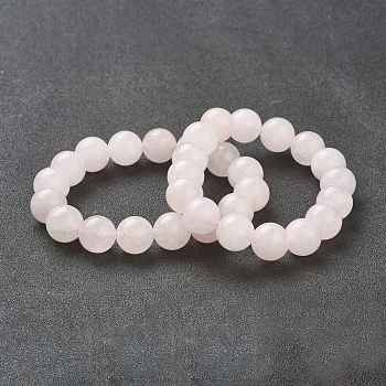Natural Rose Quartz Beaded Stretch Bracelets, Round, Beads: 12~12.5mm, Inner Diameter: 2-1/8 inch(5.4cm)