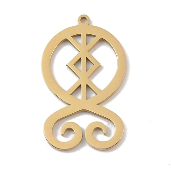 304 Stainless Steel Pendants, Laser Cut, Viking Troll Cross Charm, Golden, 33x20x1mm, Hole: 1mm