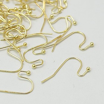 Brass Earring Hooks, Golden, 22x11x0.75mm, 20 Gauge