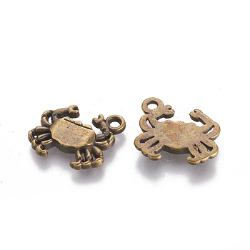 Tibetan Style Pendants, Crab, Cadmium Free & Nickel Free & Lead Free, Antique Bronze, 16x14x3mm, Hole: 2mm