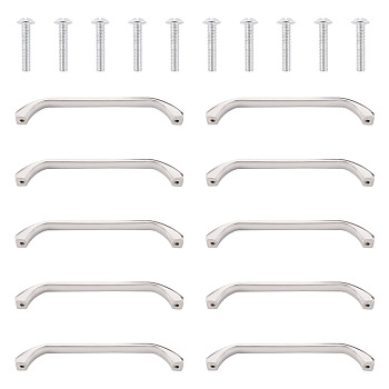 Zinc Alloy Drawer Handles, with Screws, for Home, Cabinet, Cupboard and Dresser, Platinum, 140x11x19.5mm, Hole: 3.5mm