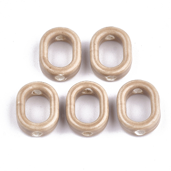 Handmade Porcelain Bead Frames, Bright Glazed Porcelain, Oval, BurlyWood, 16x12.5x5.5mm, Hole: 2mm