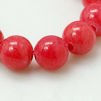 Natural Mashan Jade Round Beads Strands, Dyed, Crimson, 10mm, Hole: 1mm, about 41pcs/strand, 15.7 inch
