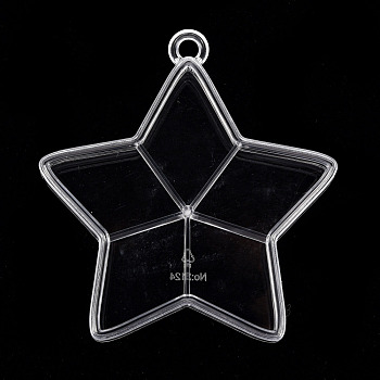 Plastic Bead Storage Containers, 5 Compartments, Star, Clear, 9.1x8.6x1.6cm, Hole: 6mm
