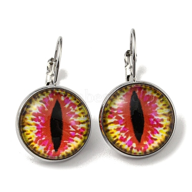 Cerise Eye Glass Earrings