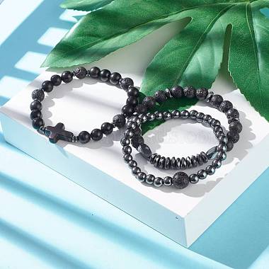 Energy Power Cross Beads Stretch Bracelets Set for Men Women(BJEW-JB06891)-5