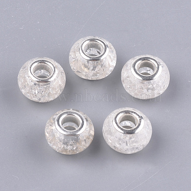 14mm Clear Rondelle Resin+Brass Core Beads