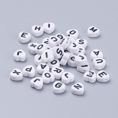 7mm White Heart Acrylic Beads