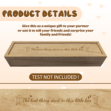 Rectangle Wooden Pregnancy Test Keepsake Box with Slide Cover(CON-WH0102-005)-3