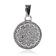 Flat Round with Flower Tibetan Style Alloy Carved Pendants(TIBEP-F060-01AS)-2