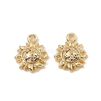 Brass Micro Pave Cubic Zirconia Charms, Sun, Real 18K Gold Plated, 12x10x3.5mm, Hole: 1.2mm(KK-C155-05G)