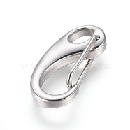 304 Stainless Steel Keychain Clasp Findings, Snap Clasps, Stainless Steel Color, 26x13x4.5mm, Hole: 6x4mm(STAS-Q130)
