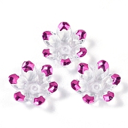 Transparent Acrylic Beads, Faceted, Flower, Half Plated, Magenta, 24x22x7mm, Hole: 2mm(OACR-H118-06F)