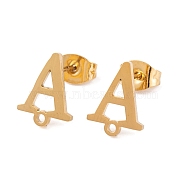 Ion Plating(IP) 304 Stainless Steel Stud Earrings, for Women, Letter A, 11x8.5mm, Hole: 1mm, Pin: 0.7mm(FIND-Q103-01A-G)