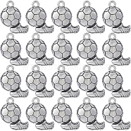 80PCS Tibetan Style Alloy Pendants, Football with Shoes Charm, Antique Silver, 21x16.5x3mm, Hole: 1.8mm(TIBE-SC0009-36)