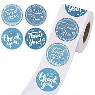 Thank You Sticker, Coated Paper Adhesive Stickers, Flat Round with Word, Floral Pattern, 4x4cm, 500pcs/roll(DIY-WH0270-003)