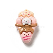 Opaque Resin Imitation Food Decoden Cabochons, Ice Cream with Dog, Pink, 31x19x10mm(CRES-H001-02C)