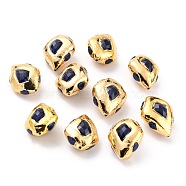 Cat Eye Beads, with Golden Tone Brass Findigs, Rhombus, Black, 25~29x20~24x13~14.5mm, Hole: 1.2~2mm(CE-B002-04G-B)