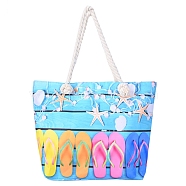 Printed Canvas Women's Tote Bags, with Handle, Shoulder Bags for Shopping, Rectangle, Shoes, 35cm(PW-WG059C4-03)