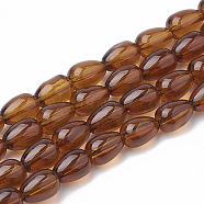 Baking Paint Glass Beads Strands, teardrop, Chocolate, 9x6.5mm, Hole: 1mm, about 86pcs/strand, 30.7 inch(X-GLAA-S175-01E)