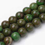 Natural Green Jade Beads Strands, Round, 8mm, Hole: 1mm, about 46pcs/strand, 15.7 inch(X-G-S272-03-8mm)