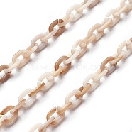 Acrylic Cable Chains, Oval, Antique White, 6x1.5mm, 1m/strand, 39.37 inch(SACR-P065-S07)