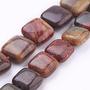 Natural Picasso Stone/Picasso Jasper Beads Strands, Square, 10x10x5mm, Hole: 1mm, about 39pcs/strand, 15.3 inch(39cm)(X-G-G683-02-10x10mm)