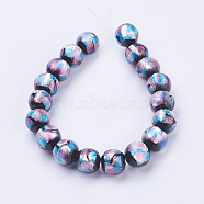 Handmade Silver Foil Glass Lampwork Beads Strands, Round, Colorful, 10~11mm, Hole: 2mm, about 18pcs/strand, 7.08 inch(18cm)(FOIL-J011-10mm-05)