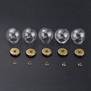DIY Globe Bubble Cover Pendants Making, with Iron Bead Cap Pendant Bails and Transparent Handmade Blown Glass Beads, Antique Bronze, 20.5~22x20mm, Half Hole: 11.5mm, 5pcs/set(DIY-X0293-78AB)