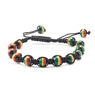 Adjustable Braided Beads Bracelets, Resin Beads Bracelets, Colorful, Inner Diameter: 1-3/4~3-1/8 inch(4.6~8cm)(BJEW-JB07014)