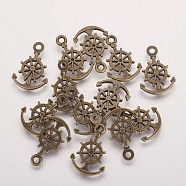 Tibetan Style Alloy Anchor with Helm Pendants, Cadmium Free & Nickel Free & Lead Free, Antique Bronze, 20.5x14x2mm, Hole: 2mm(X-PALLOY-2730-AB-FF)