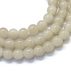 Baking Painted Imitation Jade Glass Round Bead Strands, Tan, 6.5mm, Hole: 1.5mm, about 145pcs/strand, 31.8 inch(X-DGLA-Q021-6mm-43)