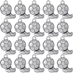 80PCS Tibetan Style Alloy Pendants, Football with Shoes Charm, Antique Silver, 21x16.5x3mm, Hole: 1.8mm(TIBE-SC0009-36)