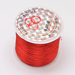 Flat Elastic Crystal String, Elastic Beading Thread, for Stretch Bracelet Making, Dyed, Red, 0.8mm, about 65.61 yards(60m)/roll(X-EW001-1)