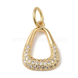 Brass Micro Pave Clear Cubic Zirconia Pendants, Teardrop, Real 18K Gold Plated, 16.5x11.5x2.3mm, Hole: 4.5mm(KK-R162-009G)