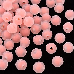 Transparent Acrylic Beads, Bead in Bead, Frosted, Faceted, Round, Salmon, 9.5x9.5mm, Hole: 2mm, about 1041pcs/500g(TACR-S152-04C-SS2109)