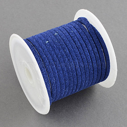 Faux Suede Cord, Faux Suede Lace, Blue, 3x1.5mm, about 5.46 yards(5m)/roll, 25rolls/bag(LW-R003-55)