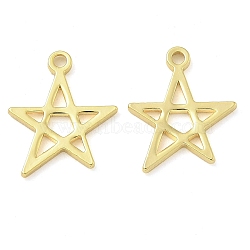 Brass Charms, Star, Real 18K Gold Plated, 13x11x1mm, Hole: 1.2mm(KK-C083-06G)