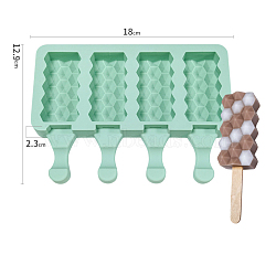 Silicone Ice-cream Stick Molds, 4 Styles Rectangle with Diamond Pattern-shaped Cavities, Reusable Ice Pop Molds Maker, Medium Aquamarine, 129x180x23mm, Capacity: 40ml(1.35fl. oz)(BAKE-PW0001-075H-C)