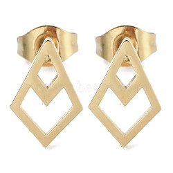Vacuum Plating 304 Stainless Steel Stud Earrings for Women, Hollow Kite, Golden, 11.5x7.5mm(EJEW-A048-31G)